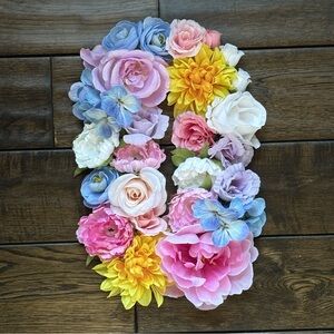 Floral Letter Decor with Multicolor Blooms, HANDMADE